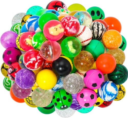 EOGRFW 50 pezzi Flummies per bambini, palline di gomma da 25 mm, palline colorate per saltare, per il compleanno dei bambini, bomboniere, premi in classe
