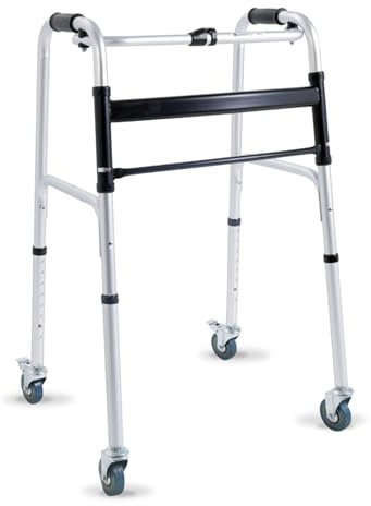 REMEDIA ONE - Deambulatore per Anziani 4 Ruote Piroettanti con 2 Bloccabili - Girello per Anziani e Disabili da Interno o Esterno - Deambulatore per Anziani Pieghevole