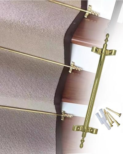 Aste per Tappeti per Runner per Scale, Aste di Fissaggio per Gradini In Legno, Eleganti Barre Tubolari In Ottone con Viti, Fermagli per Tappeti per Scale per Decorazioni Interne(1pc,35.4in/90cm)