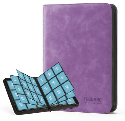TCGUARD Album per Carte da Collezione Fino a 540, 9 Album Laterali con Chiusura Lampo per Carte collezionabili, MTG, per Sportive, Yugioh, Ecc. Viola