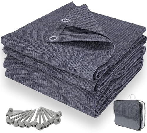 KOIUEYW Tappeto da Terra 250x300 cm - Tappeto per Tenda da Campeggio - Tappeto per Tenda Esterno per Camper, Campeggio, Roulotte con 12 Fori, 13 picchetti e Borsa per Il Trasporto