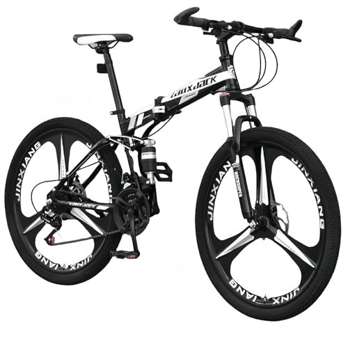 TBMTOAL Bicicleta Plegable De 24 Velocidades,Bicicleta Plegable De Montaña, para Adultos MTB, Altura Ajustable,Neumáticos Engrosados ​​Antideslizantes Y Resistentes Al Desgaste Black,A