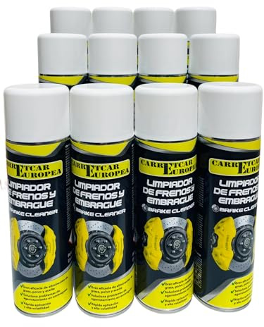 carretcar europea Limpiador de Frenos y Embrague 500ml - Pack 12 Unidades | Limpiafrenos, Eliminador de Grasa, Aceite y Polvo | Spray Alta presión, sin residuos 3,16 € Unidad