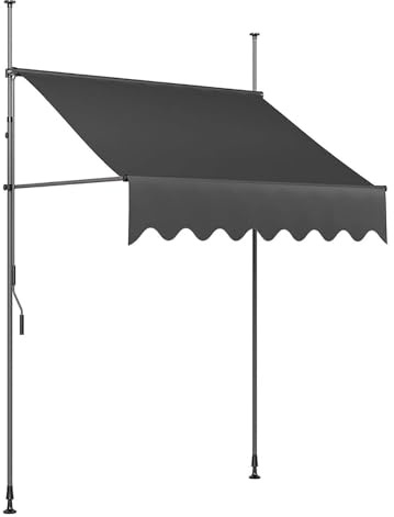 Manuell infällbar markis vattentät utomhus solskydd justerbar baldakin för uteplats dörr/fönster 390 x 150 cm (153,54 x 59 tum) perfekt för trädgårds- och däckskydd