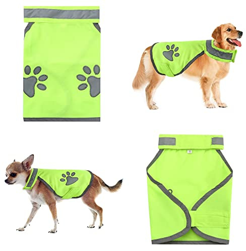 Bright Yellow Green Hi-Vis High Visibility Fluorescent Dog Pet Puppy Safety Vest 5 Sizes Reflective Top Hi Vis Night Jacket Coat Shirt Size M