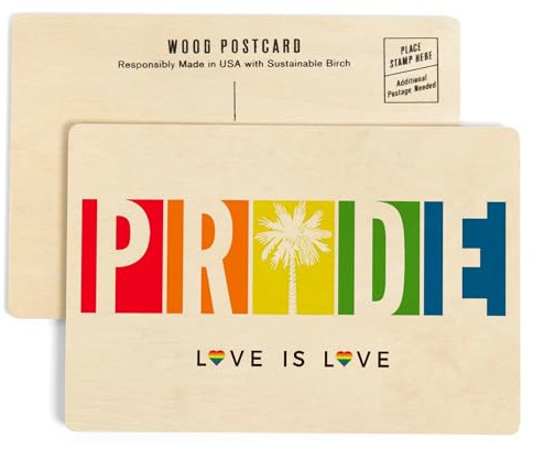 PRIDE, Color Block Design, Icon Boxes and Tree (4x6 Birch Wood Postcards, 2-Pack Stationary, Rustic Home Wall Decor)