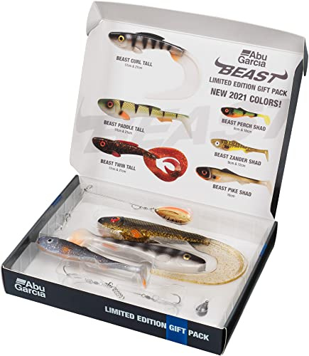 Abu Garcia Beast komplettes Softbait Angelköder Set für Hecht einschließlich Haken, Gewicht und Spinnerbait. Geschenkbox für Angler, die auf Hecht angeln, mit fangfertigen Ködern., Mixed Sizes