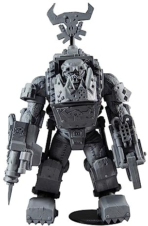 McFarlane Toys, Warhammer 40000 Ork MegaNob with Shoota Mega Action Figure with 22 Moving Parts, Unpainted Collectible Warhammer Figure with collectors stand base, Customise Your Figure – Ages 12+