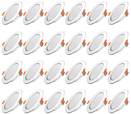 Tofisr LED recessed Ceiling Light,5W Neutral White 4500K,Round Metal Downlights for Ceiling,220V - 240V,Cutout Φ75-95mm,Ultra Slim Round Spotlights for Livingroom Diningroom Kitchen,24 Pack