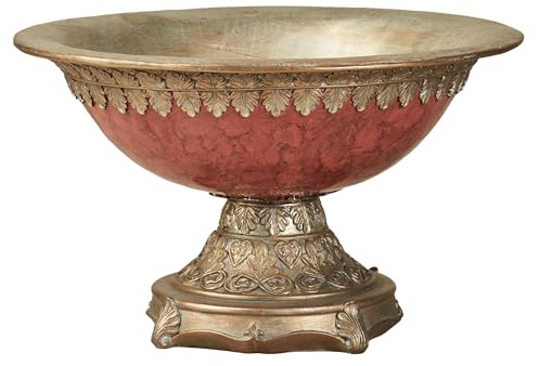 Touch of Class Cambria Cinnabar Marbled Traditional Centerpiece Pedestal Bowl Table Decoration Centerpiece Bowl Only