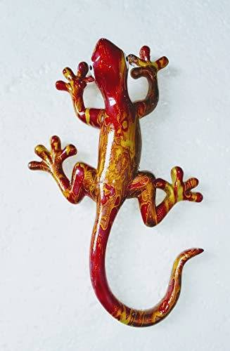 IDELLIA Petite Salamandre Jaune Orange Marron Decoration en RESINE