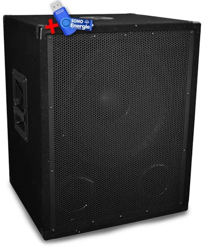 BMI - Subwoofer pasivo GLEMM profesional de 15 pulgadas / 38 cm - 600 W - Entradas Speakon/RCA y conector Bananas+memoria USB 32 GB