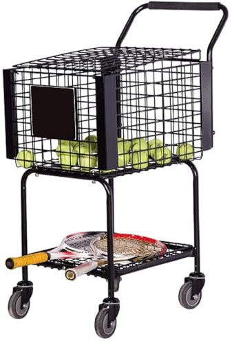 Tennis Ball Hopper Basket - Holds Up To 350 Balls - Durable Metal Racquet Rack - Convenient Storage Collector Box - Hanging Trainer for Tennis Players