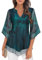 Tunic Tops for Women UK Summer Ruffle Sleeve Dressy Tops for Evening Wear V Neck Double Layers Blouses 3/4 Sleeve Chiffon Tops for Women Longline Tops Swing Chic Shirts Mesh Spring Trendy Clothes