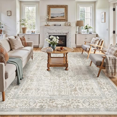 HUGEAR Vintage Tappeto Salotto Talpa Tappeti 240x300cm Soggiorno Antiscivolo Lavabile in Lavatrice Tapette Camera da Letto Sala Ufficio Bambina Bambino Pelo Corto Grande Carpet
