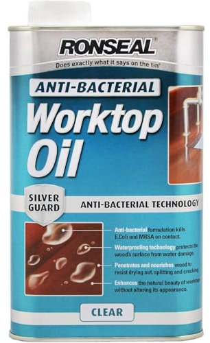 AMK® Ronseal Anti Bacterial Worktop Oil 1L Antibacterial Technology Waterproofing Effect Deep Wood Nourishment