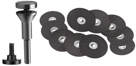 10Pcs 3 inch Cut Off Wheels with 1/4 in Mounting Mandrel Kit for Die Grinder, Metal Cutting Discs for Rotary Tool Drill Attachment Cutter Die Grinder Accessories