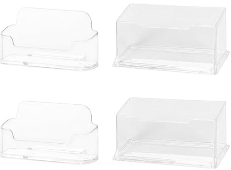 Caja Transparente Para Tarjetas De Visita, Caja De Plástico Para Tarjetas De Visita, Suministros De Oficina, Caja De Almacenamiento Para Tarjetas De Escritorio, 4 Uds.