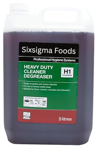 Sixsigma Foods Cleaner Degreaser H1 Concentrate 5 Litres (Case of 2) | Powerful H1 Cleaner Degreaser Cuts Tough Grease And Grime On Multiple Surfaces, Ideal For Workshops & Commercial Cleaning