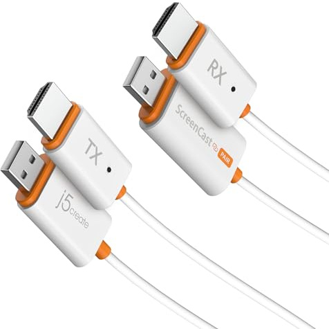 j5create Transmisor y Receptor inalámbrico HDMI ScreenCast Mini, Adaptador de Pantalla inalámbrico FHD de Baja latencia 1080p a 60 Hz 5G + 2,4G para Streaming (JVAW65)