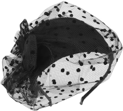 Gogogmee Cerchietto Fascinator Donna Elegante Fiocco e Rete Nero, Accessorio Chioma Confortevole per Party e Cerimonie Speciali