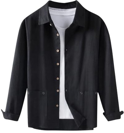 Générique Surchemise Homme mi Saison Chemise Couleur Unie Veste Regular Fit Jacket Loisirs Vestes Respirant Chemises Décontractée Blouson Automne Hauts Mode Vetements