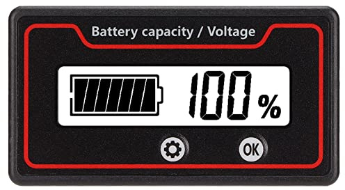 ZDETGU Battery Meter, LCD Display with Custom Display Mode and Power Percentage Alarm, for Electric Vehicle Battery Packs Outdoor Emergency Equipment Medical Equipment Measuring Equipment (White