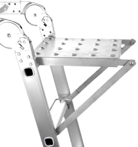 Ladder Work System, Metal Adjustable Stand, Ladder Attachment Work Board Stable Support, Elevated Stand Home Project Setup, Painters Diy Tasks Firefighting Lift Access
