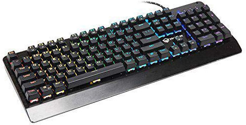 MEETION Teclado Mecánico Gaming Español ñ funcion anti-ghost (retroiluminación LED RGB Ajustable) Blue Switch cable 1,80m