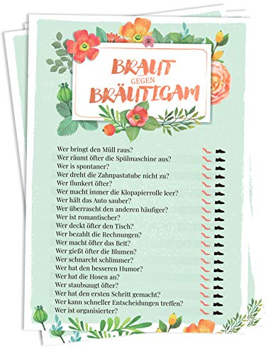 nalara | Braut gegen Bräutigam, das Alltags-Duell zwischen Braut und Bräutigam, Lass die Gäste entscheiden (50 Stück)