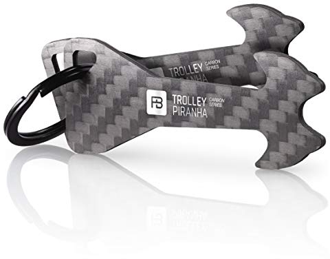 FABACH 2 Débloqueur de caddie - Piranha - en carbone incassable - porte-clés caddie - jeton de chariots de courses - désolveur de panier amovible, ne se bloque pas dans la serrure de dépôt