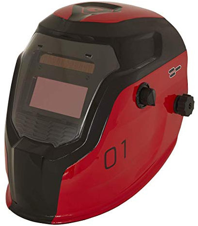 Sealey Welding Helmet Auto Darkening Solar Powered True Colour - Shade 9-13 - Red - PWH1