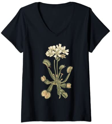 Mujer Plantas carnívoras, Venus atrapamoscas, planta carnívora Camiseta Cuello V
