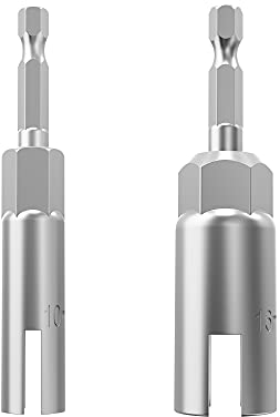 Juego de 2 llaves hexagonales de 1/4 pulgadas, juego de destornilladores de tuerca de ala eléctrica, tuercas de ala de ranura, juego de herramientas, 2 tamaños (10 mm, 16 mm)