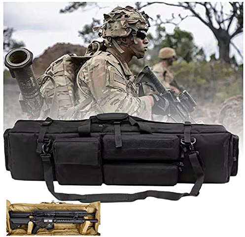 Taktische Doppel Gewehrtasche - 106 cm Für 2 Langwaffen Doppel Gewehrfutteral Gepolsterte Gewehrkoffer wasserdichte Waffenfutteral Für Tasche Zum Schutz Eines Gewehrs Beim Transport Black