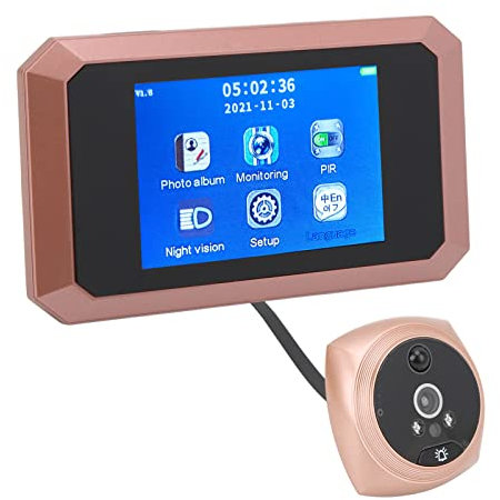 Telecamera spia porta, visualizzatore di campanello digitale da 4,1 pollici, rilevamento del movimento PIR, multilingue ad alta definizione per la sicurezza domestica (oro rosa)