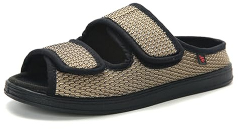 Fudaolee Chaussures Diabétiques Hommes Chaussons Orthopédique Respirable Réglables Scratch Pantoufles Sandales de Rééducation Femmes Anti-dérapante Edema Swollen Chaussure Marron Etiquette 49 = EU 48