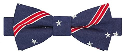 KissTies Silk US Patriotic Boys Bowtie Pre-tied Blue Flag 4th Of July Bow Ties