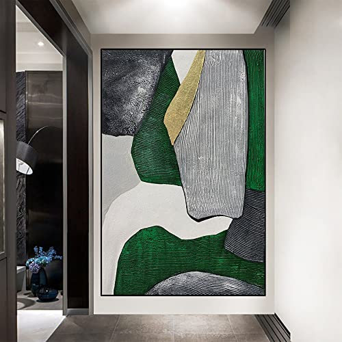 Quadri Astratti Dipinti A Mano, Verde Grigio Texture Strisce Minimalismo Modern Abstract Artwork Dipinti A Mano Dipinti Ad Olio Su Tela Wall Art Per Soggiorno Camera Da Letto Ufficio Home Deco