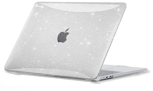 EooCoo Hülle Kompatibel mit MacBook Air 13.6 Zoll M5 M4 M3 M2 2026 2025-2022 A3449 A3240 A3113 A2681 Ultradünne Hartschale Schutzhülle Snap Case Transparent Cover für Mac 13.6 - Gliiter Kristall Klar