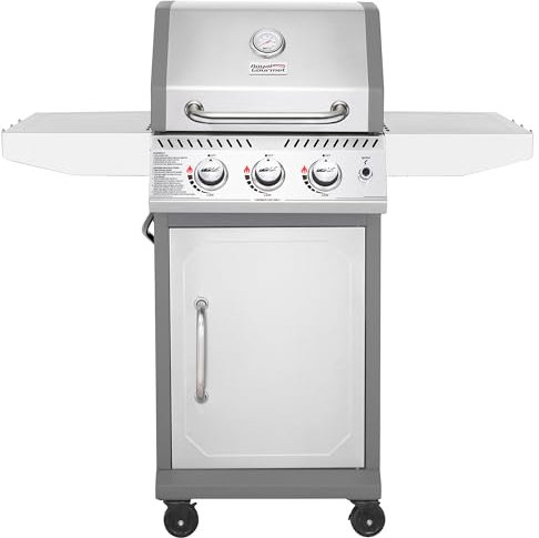 Royal Gourmet GG3001S 3-Burner Propane Gas Grill, 25,500 BTUs, Silver