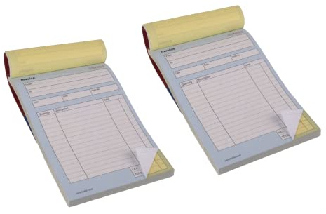 HOLBÉ 2 Packs Invoice Books/ A5 Size 50 duplicates,100 Pages per Book/Self Numbered/Customer Copy/Easy to Tear/Waterproof Hard Cover/Spare seperator/