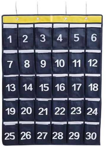 RUNQIN Organizer da Parete con 30 Tasche Numerate, Portaoggetti da Parete, Tasca per Aula Porta Cellulari, Ideale per Classi, per Riporre Calcolatrici e Cellulari, Appendi Borse