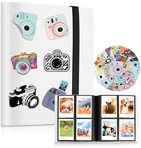 Mini-fotoalbum 160 fickor för 2 x 3 tum fotokompatibelt med Fujifilm Instax Mini film/Kpop fotokort (vit)