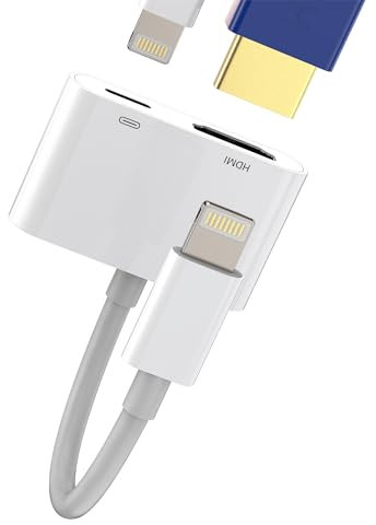 Lightning to HDMI Adapter for TV Charger Splitter(2in1)Connector Digital AV Female Port Converter Screen Projector Monitor Charging Cord for Apple MFI Certified for iPhone 11 12 13 14 Pro for Ipad Air