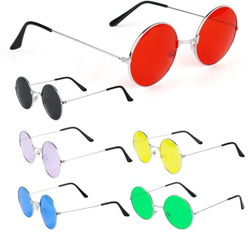 Shiyatoy 6 Stück Herz Sonnenbrille, Lustige Party Brille, Hippie Partybrillen Set für Fasching Foto Requisiten Geburtstagsfeier für Kinder und Erwachsene