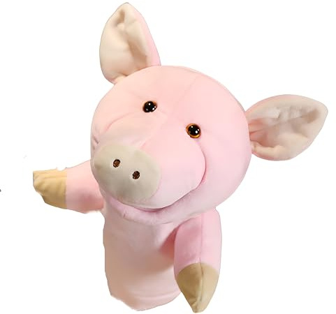 Proumhang Marionnettes à Main avec Bouche Fonctionnelle,Théâtre des Amis des Animaux de la Forêt,Jouet pour Garçon ou Fille,Jouet en Peluche pour Le Jeu Imaginatif,Théâtre Cochon 25cm
