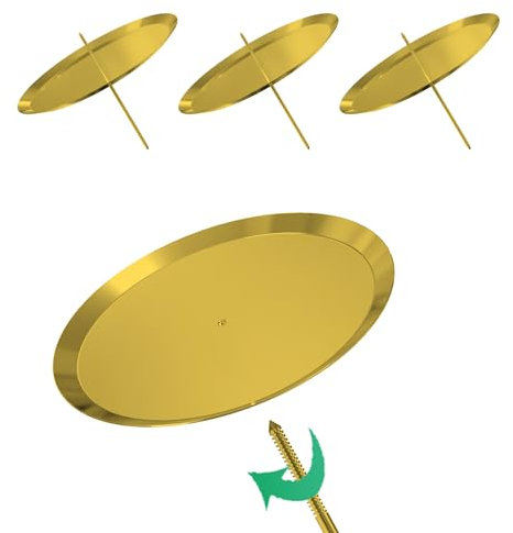 Adventskranz Kerzenhalter, 7.5cm Gold Adventskerzenhalter Metall Kerzenleuchter 4 Stück, für Adventskranz Weihnachten Kerzenteller Mit Dorn