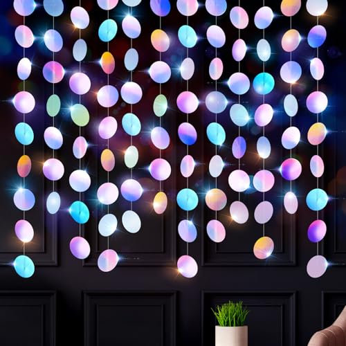 65 Ft Glitzer Runde Girlande, 5 Stücke Pastell Kreis Banner, Metallische Girlande Papier Bunt, Hängende Party Dekorationen Für Deko Geburtstag Hochzeiten Karneval