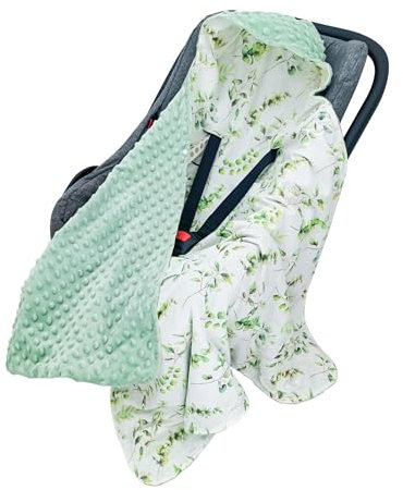 amo nenes Einschlagdecke Babydecke für Babyschale Kinderwagen Kuscheldecke 90 x 90 cm 100% Baumwolle Ganzjahresdecke Universal Baby Decke für Buggy Autositz (Dunkelgrün)